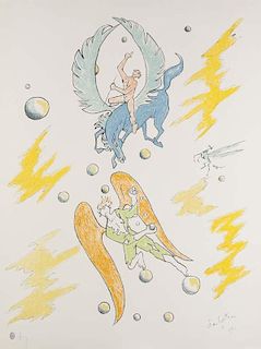 Cocteau, Jean
Pegasus. (1956). Farblithographie au