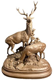Signed A. WAGNER Spelter Elk Statue 