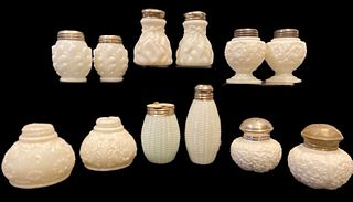 EAPG White Milk Glass Shakers CHALLINOR TAYLOR 
