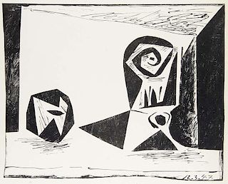 Picasso, Pablo
Composition au verre ü pied. 1947.