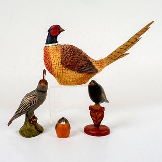 4pc Grouping of Vintage Wood & Resin Bird Carvings