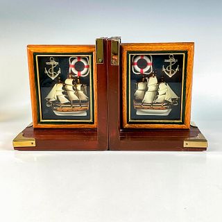 Pair of Wood and Resin Nautical Bookends