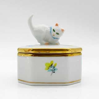 Vintage Herend Treasure Box, Little White Kitten