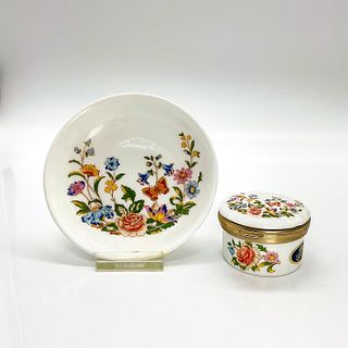 2pc Aynsley Cottage Garden, Trinket Dish and Hinged Box