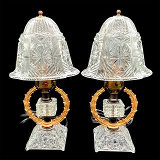 Pair of Vintage Pressed Glass Decorative Table Lamps