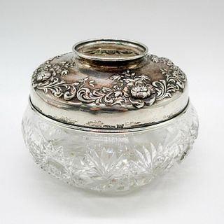 American Brilliant Cut Glass Bowl with Sterling Silver Cover