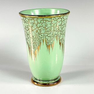 Mid-Century German Made Hand Painted Green Porcelain Vase