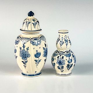 2pc Vintage Delfts Mini Decorative Vase & Lidded Urn