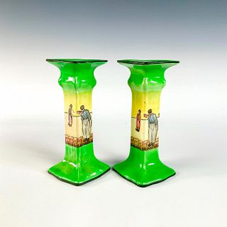 Pair of Royal Doulton Porcelain Candlestick Holders