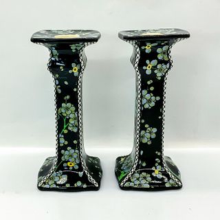 2pc Royal Doulton Porcelain Candle Holders, Prunus 3832