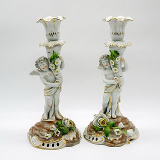 Pair of Vintage Von Schierholz Porcelain Candlesticks