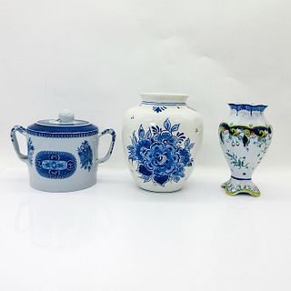3pc Vintage Ceramic Vases and Tea Caddy