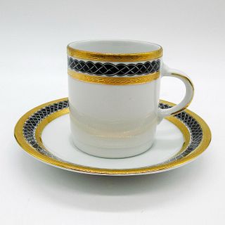 2pc Tirschenreuth Porcelain Black Demitasse Cup and; Saucer Set