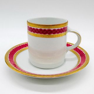 2pc Tirschenreuth Porcelain Red Demitasse Cup and; Saucer Set