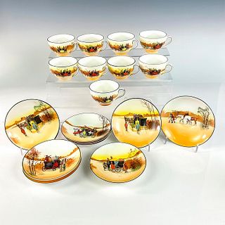12pc Royal Doulton Porcelain Tea Cups and Saucers, Coaching