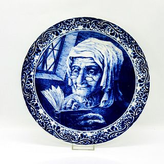 Vintage Boch Freres Decorative Plate, Bookworm Lady