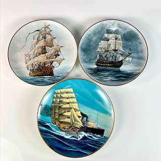 3pc Vintage Royal Cornwall and Kaiser Sailing Vessels Plates
