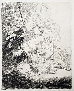Rembrandt van Rijn (After 1883) - Small Lion Hunt (Two Lions)