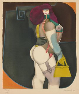 Richard Lindner - Woman with a Yellow Handbag