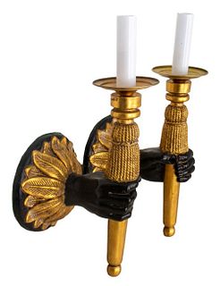Andre Arbus Manner Wall Sconce Torchieres, Pair