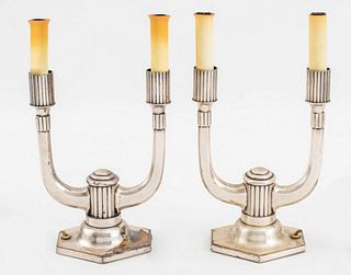 Orfeverie Ercuis Art Deco Silverplated Table Lamps