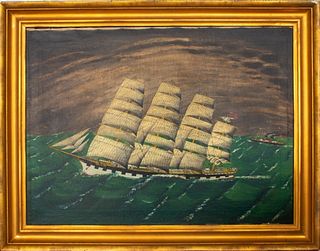 Maritime "SMS Adler" Oil on Canvas, 19th C.