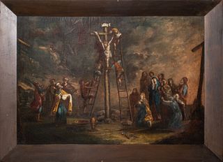 European School "The Crucifixion" Oil on Canvas