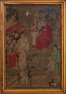 Chinese Painting on Silk with Courtly Figures