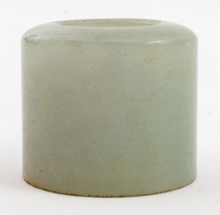 Chinese Blue Gray Jade Archer's Ring