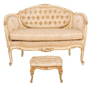 Louis XV Style Parcel-Gilt White-Painted Sofa