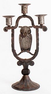 Hugo Berger Viennese Secessionist Owl Candlestick