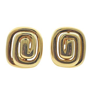 David Webb 18k Gold Swirl Motif Earrings