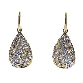 14k Gold 4.06ctw Fancy Diamond Drop Earrings