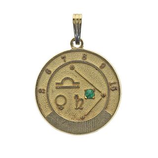 Libra Zodiac Emerald Gold Pendant