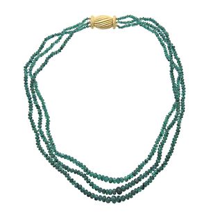 Buccellati Gold Emerald Bead Necklace