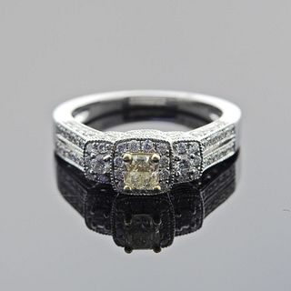 14k Gold Fancy White Diamond Engagement Ring