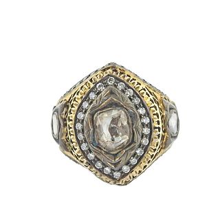 Artisan Rose Cut Diamond Gold Silver Ring