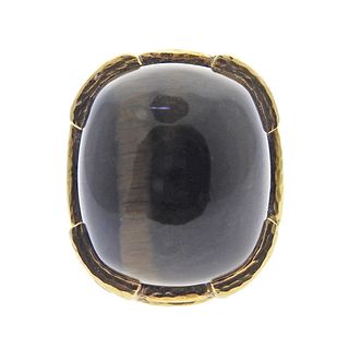 David Webb 18k Gold Tiger's Eye Cocktail Ring