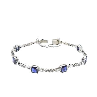 14k Gold Diamond Sapphire Bracelet