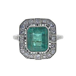 2.98ct Emerald Platinum Diamond Ring