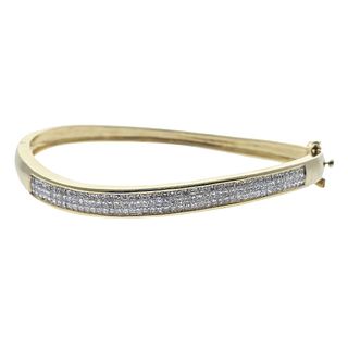 14k Gold Diamond Wave Bangle Bracelet