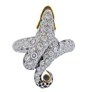 Lalique Serpent Gold Diamond Onyx Ring