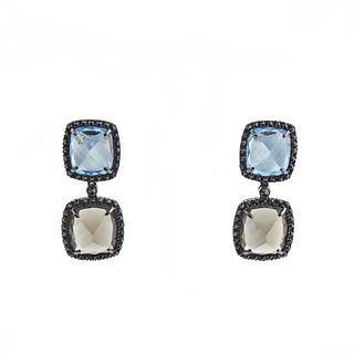 18k Gold Black Diamond Gemstone Earrings