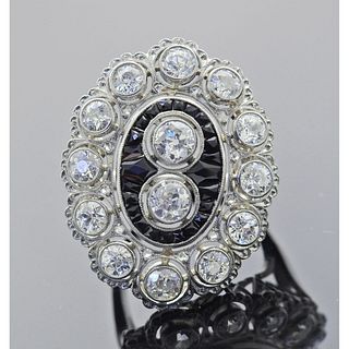 Platinum Diamond Onyx Cocktail Ring