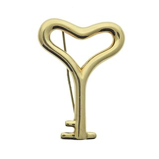 Tiffany & Co Cummings 18k Gold Heart Key Brooch
