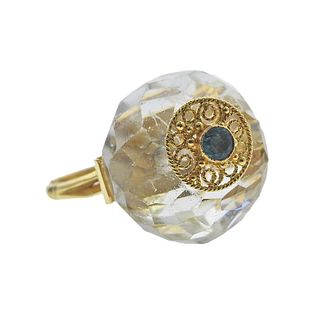 High Karat Gold Crystal Emerald Ring