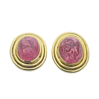 Leo de Vroomen 18k Gold Pink Tourmaline Earrings