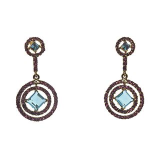 22k Gold Ruby Blue Stone Earrings