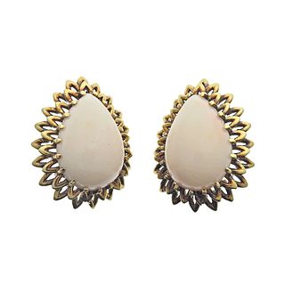 1960s 18k Gold Coral Earrings