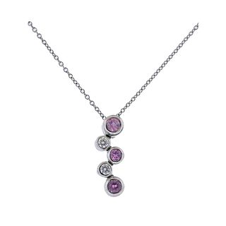 Tiffany & Co Jazz Platinum Pink Sapphire Diamond Pendant Necklace